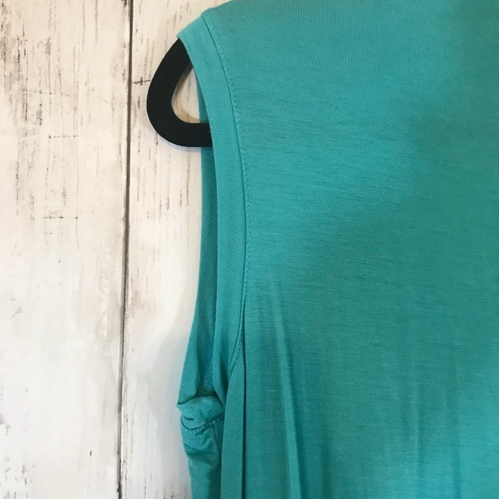 LOGO Lori Goldstein V-neck Vest with Chiffon Trim in Seaglass - Picture 10 of 15